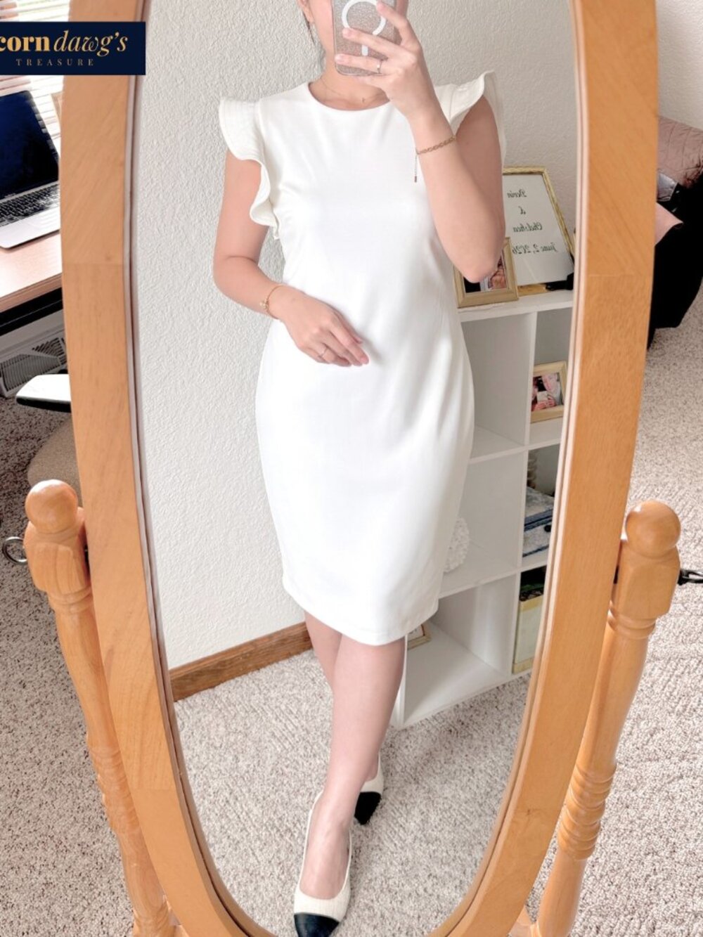 Calvin Klein Women Ruffle Sleeves Sheath Dress Formal Dress Size 6